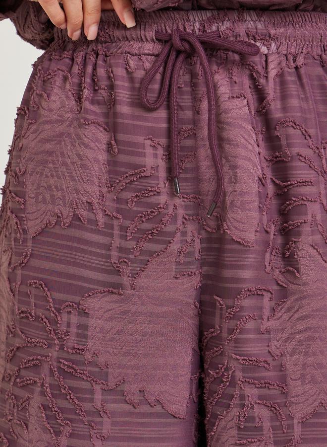 Styli Women Purple Jacquard Wide Leg Trousers - Image 2